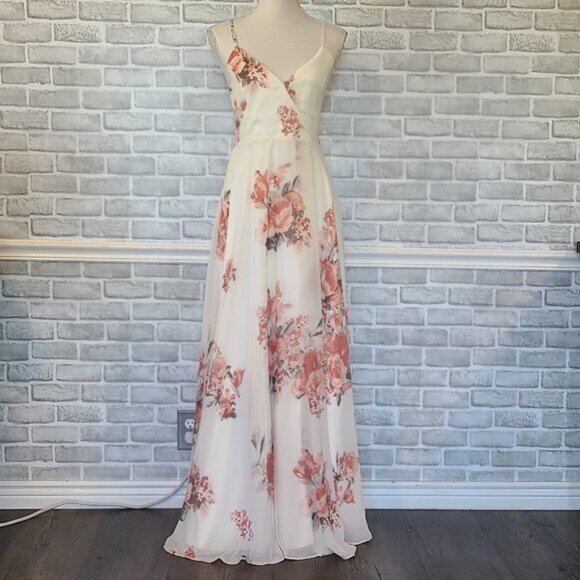 Lulus Floral Wrap Maxi Dress Elegant Wedding Guest Prom NEW XS Cottagecore - Picture 11 of 11